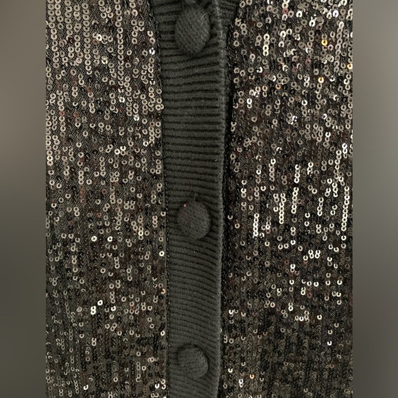 NWT INC Sequined Black Long Boyfriend Cardigan Large Get your “Shimmer On” - Picture 4 of 9